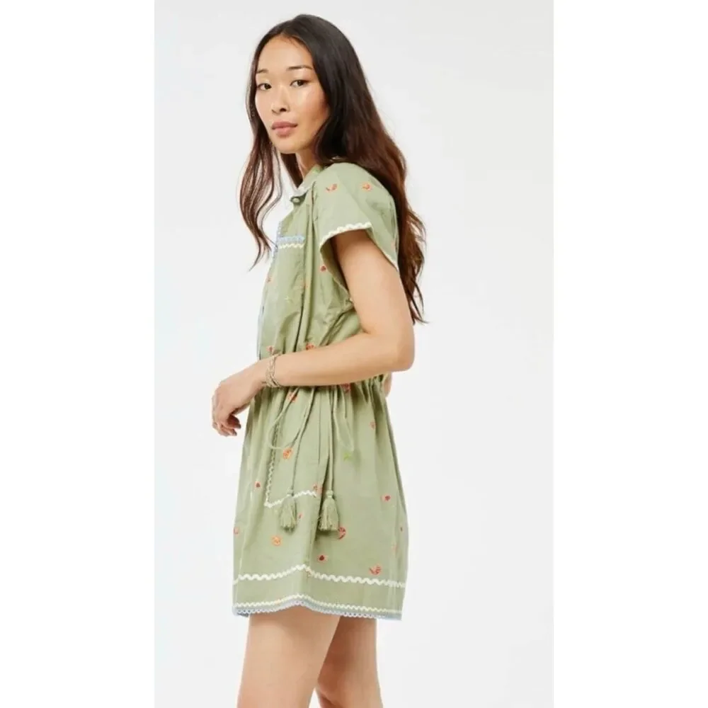 Roller Rabbit Ocaso Ellyott Embroidered Dress Green Size‎ XS